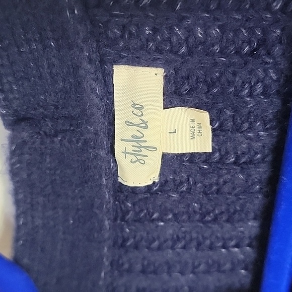 STYLE & CO NWT CHUNKY NAVY CARDIGAN SZ LARGE - Picture 4 of 13
